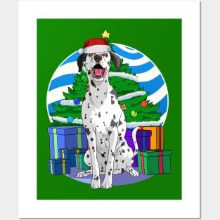 Dalmatian Dog Cute Santa Christmas Gift Posters and Art